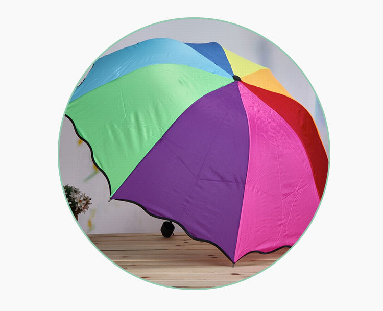 2019 new  Black Paint   Umbrella Lotus Edge Decoration Triple fold Rainbow Umbrella Sunshade Creative S Umbrella Factory Di