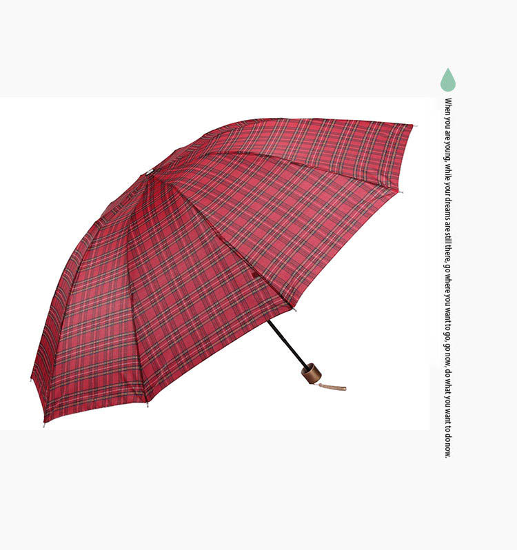 Super-large business lattice umbrella strengthened ten-bones triple folding umbrella sunny and  rainy  umbrella