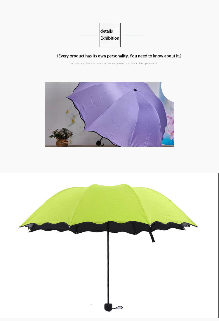 creative flowering  near lotus leaf  sunny and rainy umbrella super anti-ultraviolet sunshade umbrella triple folding umbrella"