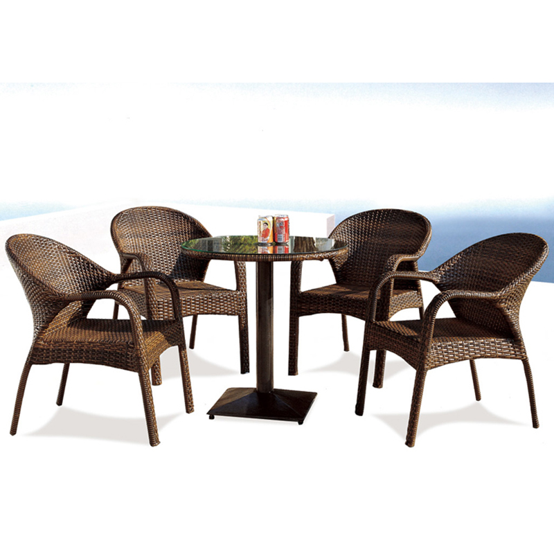 Wholesale aluminum frame outdoor rattan furniture set garden armchair restaurant dining set