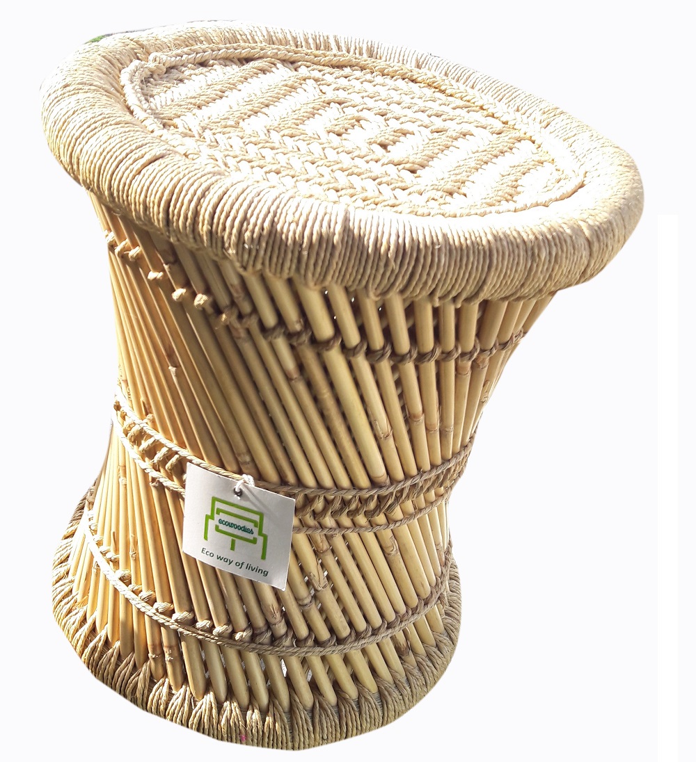 Eco friendly Kitchen Game room Garden Hall Patio Indoor/Outdoor Cane/Bamboo/Wooden Sitting Stool for Bar Cafe Ottomans