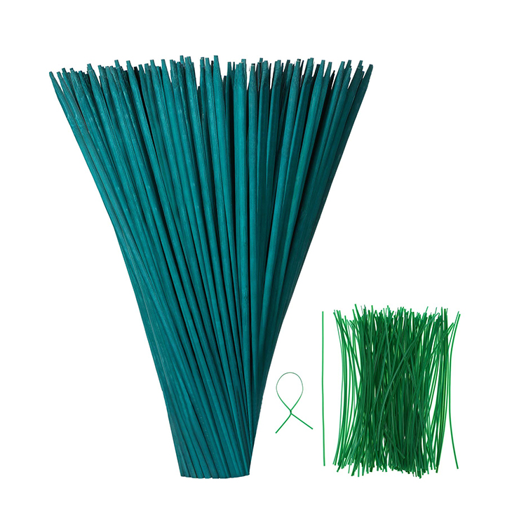 Factory direct 15" X 4-4.5 mm green round crop support flower stick pointed bamboo stick