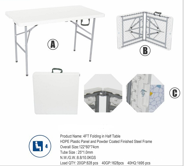 Eco-friendly HDPE and steel tubular frame Material and Yes Folded folding table/folding camping table
