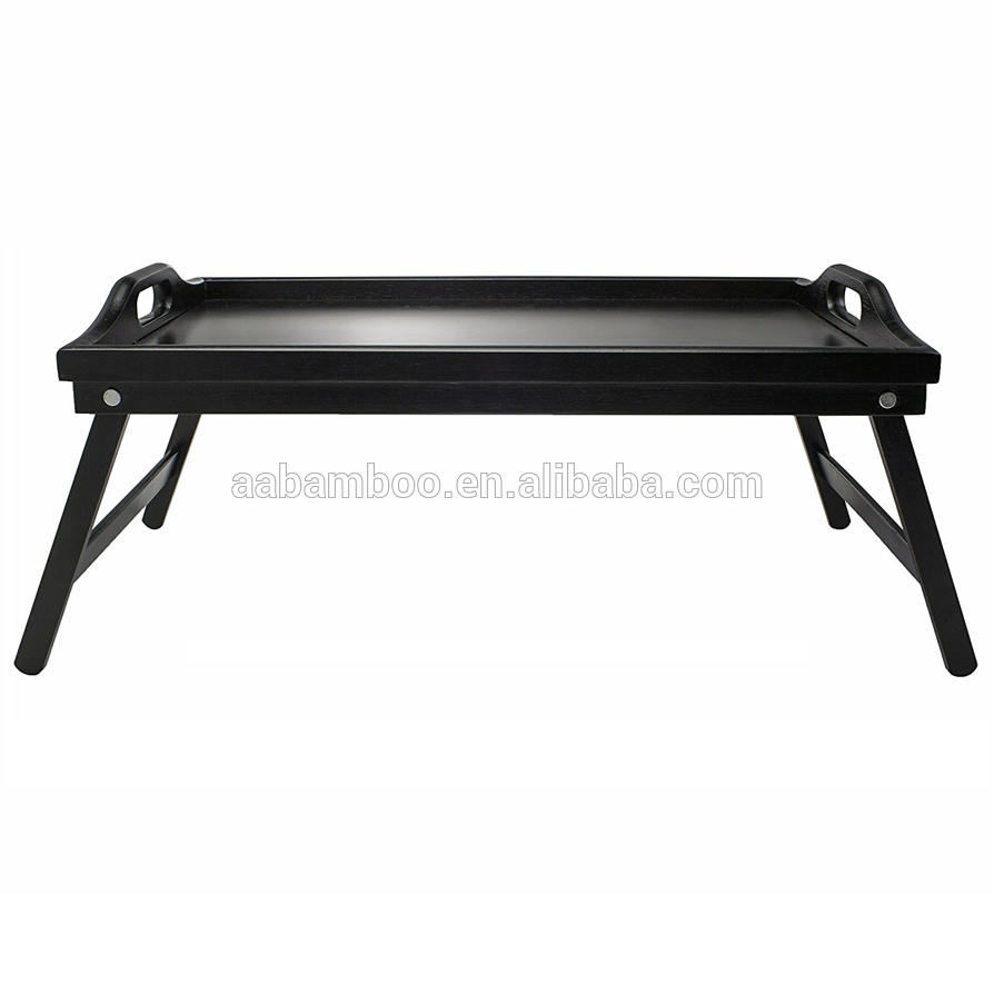 black bamboo bed serving tray with folding legs