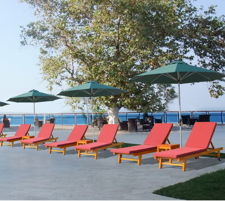 Outdoor ABS Swimming Pool Teak Wood  Beach Sun Loungers
