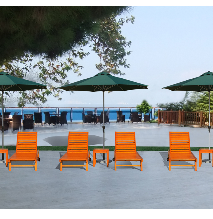 Outdoor ABS Swimming Pool Teak Wood  Beach Sun Loungers