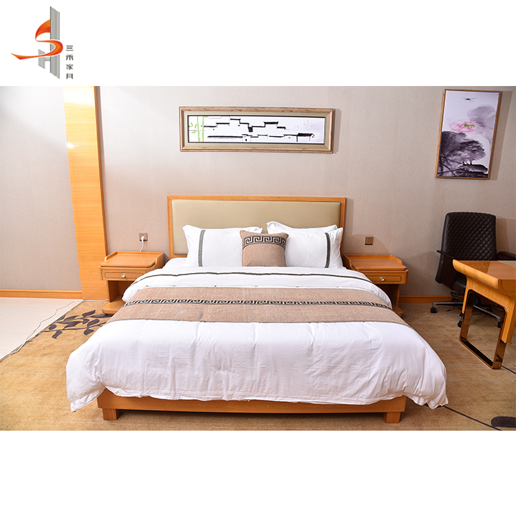 Wholesale hardwood king size bedroom furniture sets for 4 star luxurious hotel