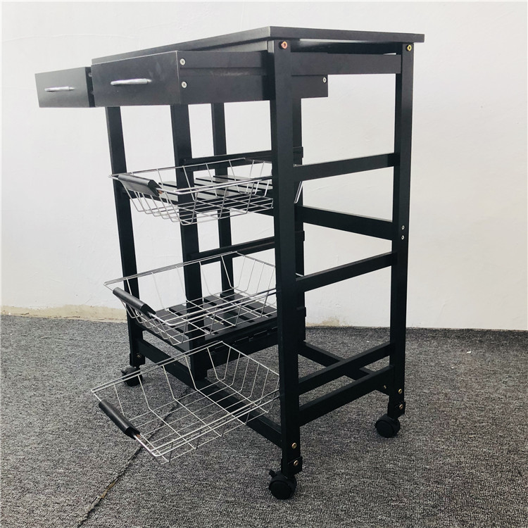 Supply Professional Wooden Mobile Kitchen Serving Rolling Trolley