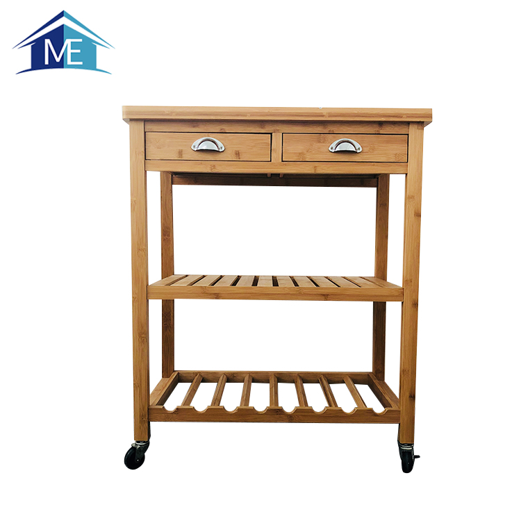Made In China Wood Mobile Kitchen Vegetable Trolley Cart