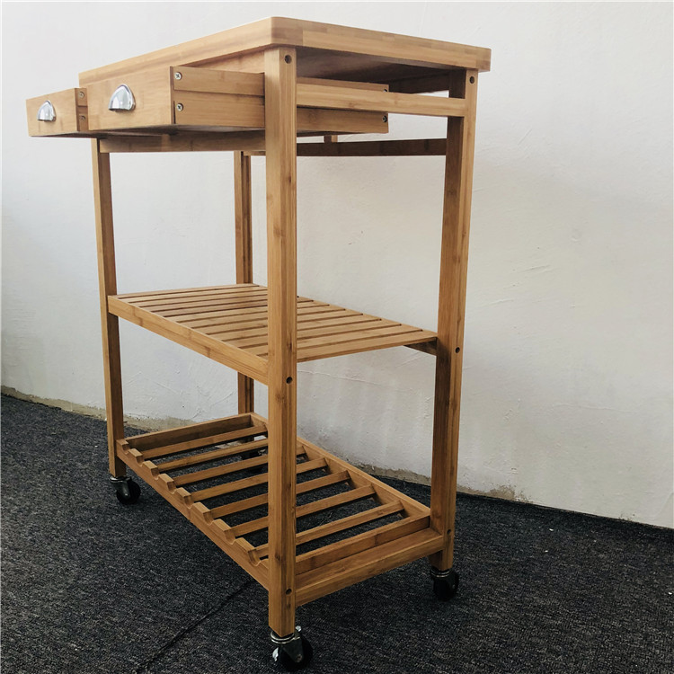 Made In China Wood Mobile Kitchen Vegetable Trolley Cart