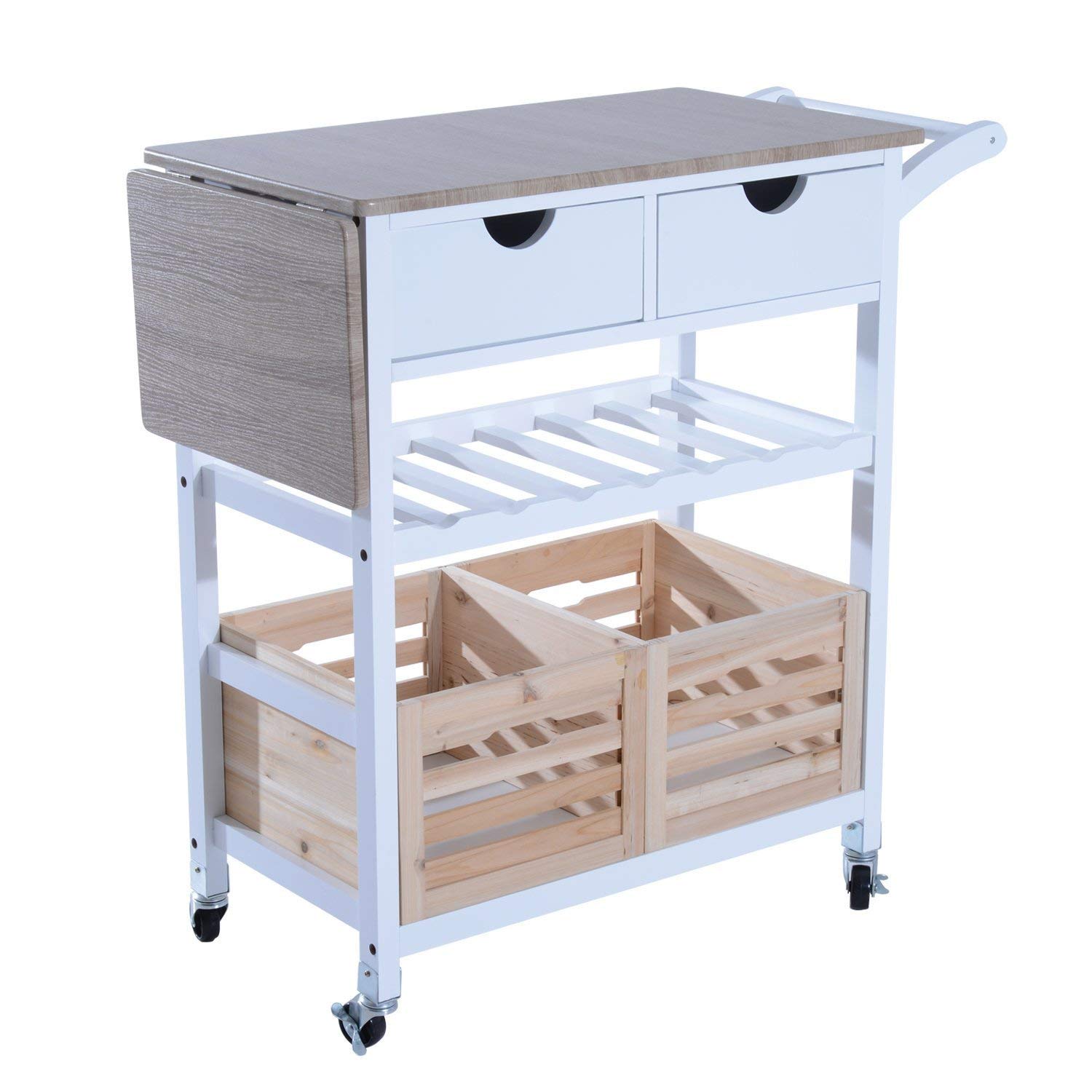 Proper Price Kitchen Wooden Tea Trolley With Wheels And Baskets
