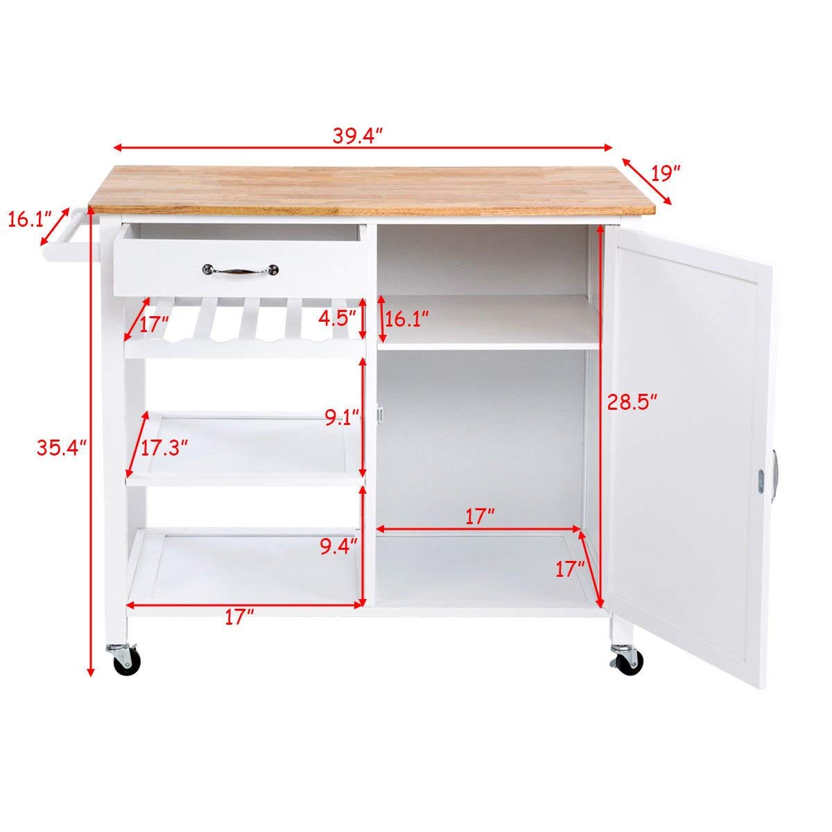 Wholesale Customized Mobile Moving Kitchen Wood Carts with 4 Wheel