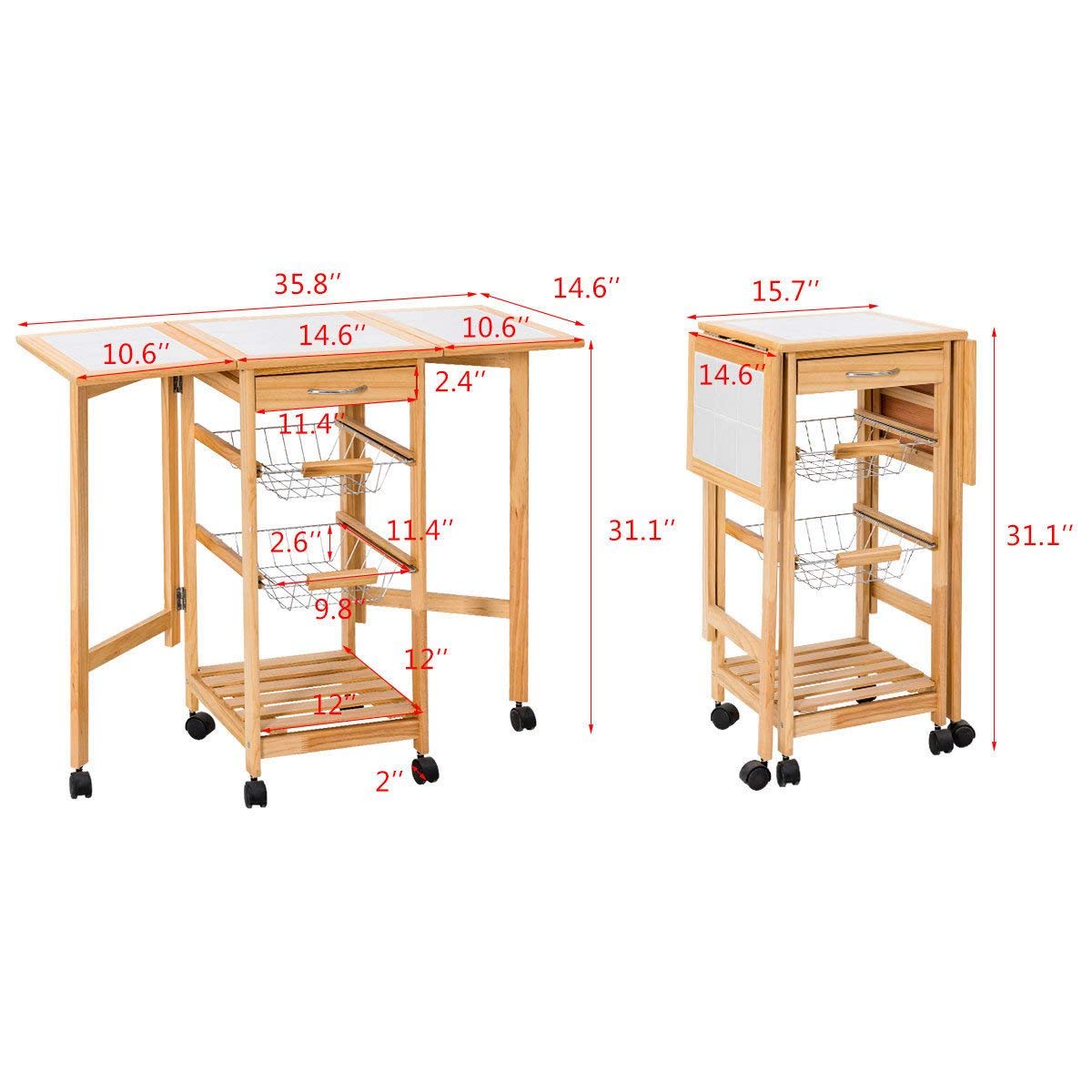 Professional Manufacture Foldable Design Kitchen Trolley Cart
