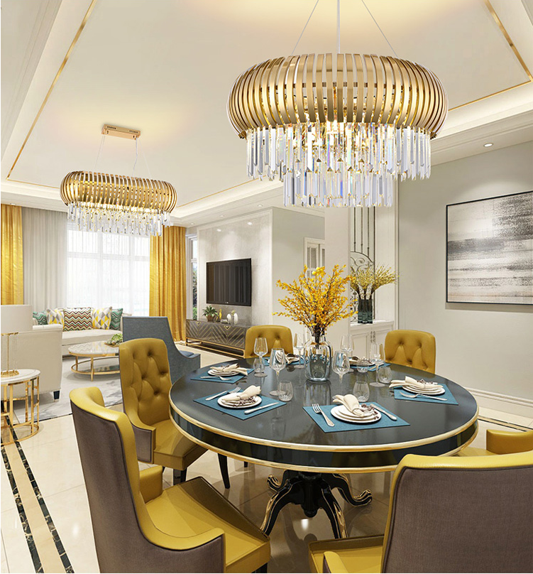 Factory price Hotel Lobby Restaurant Golden Long Round big modern Egyptian crystal chandelier