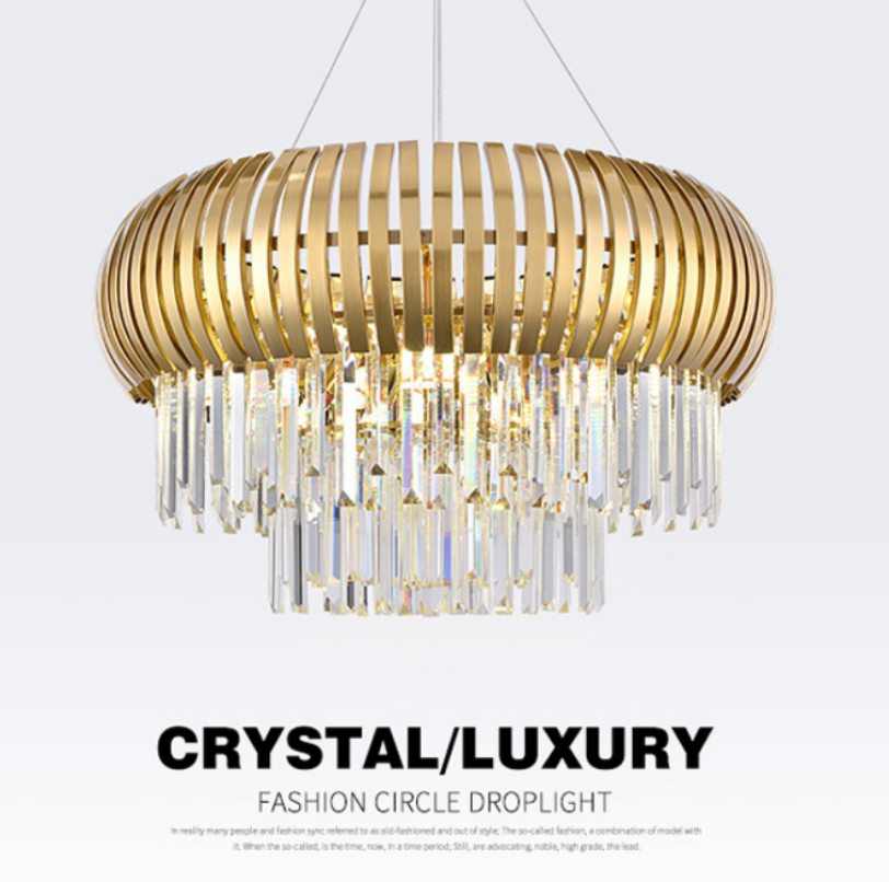 Factory price Hotel Lobby Restaurant Golden Long Round big modern Egyptian crystal chandelier