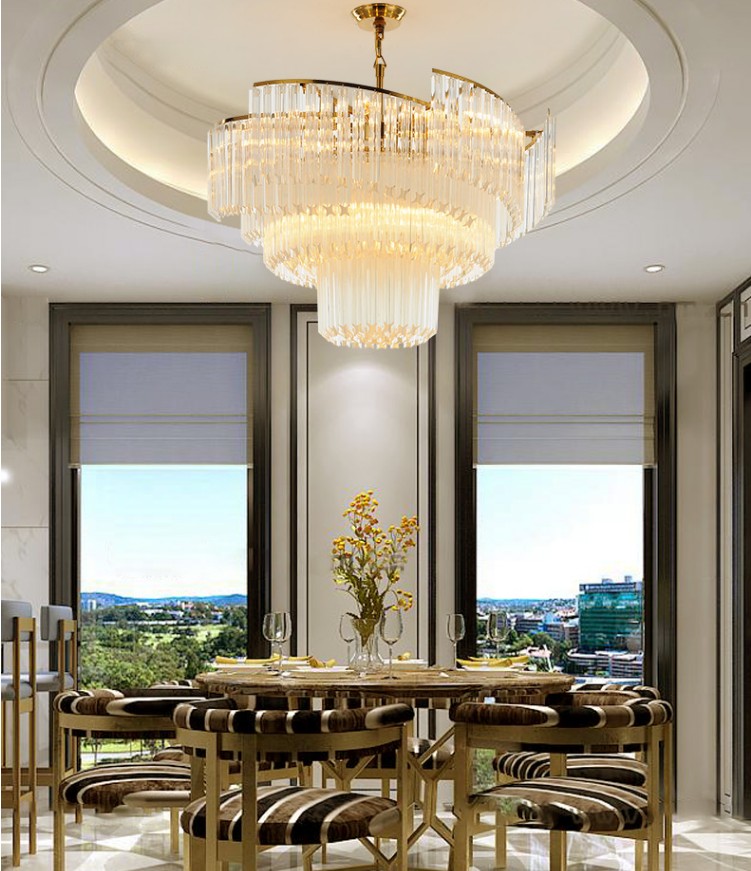 Hotel lobby Villa Banquet hall Stainless steel K9 Postmodern Crystal Chandelier Lighting