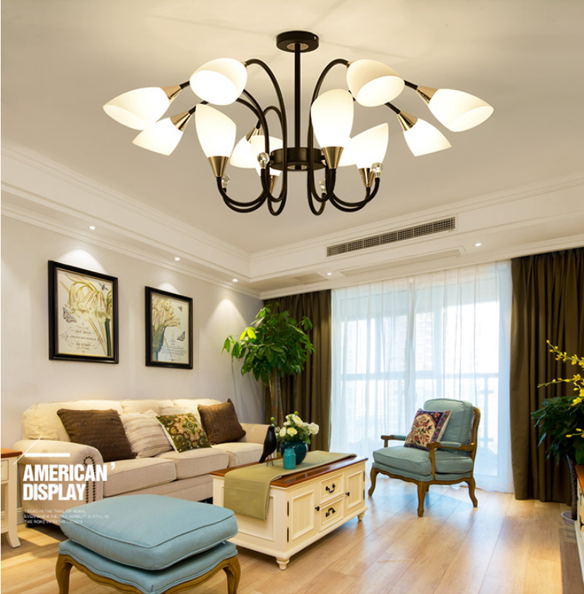 Flower shade up down heads home villa bedroom dining room iron big size luxury crystal chandeliers wedding