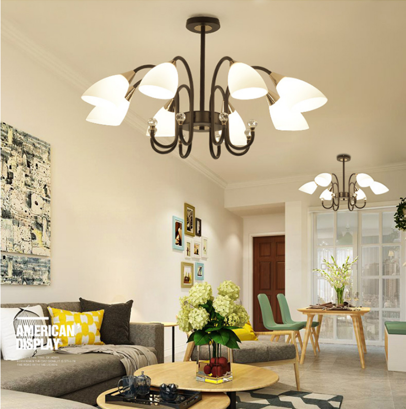 Flower shade up down heads home villa bedroom dining room iron big size luxury crystal chandeliers wedding