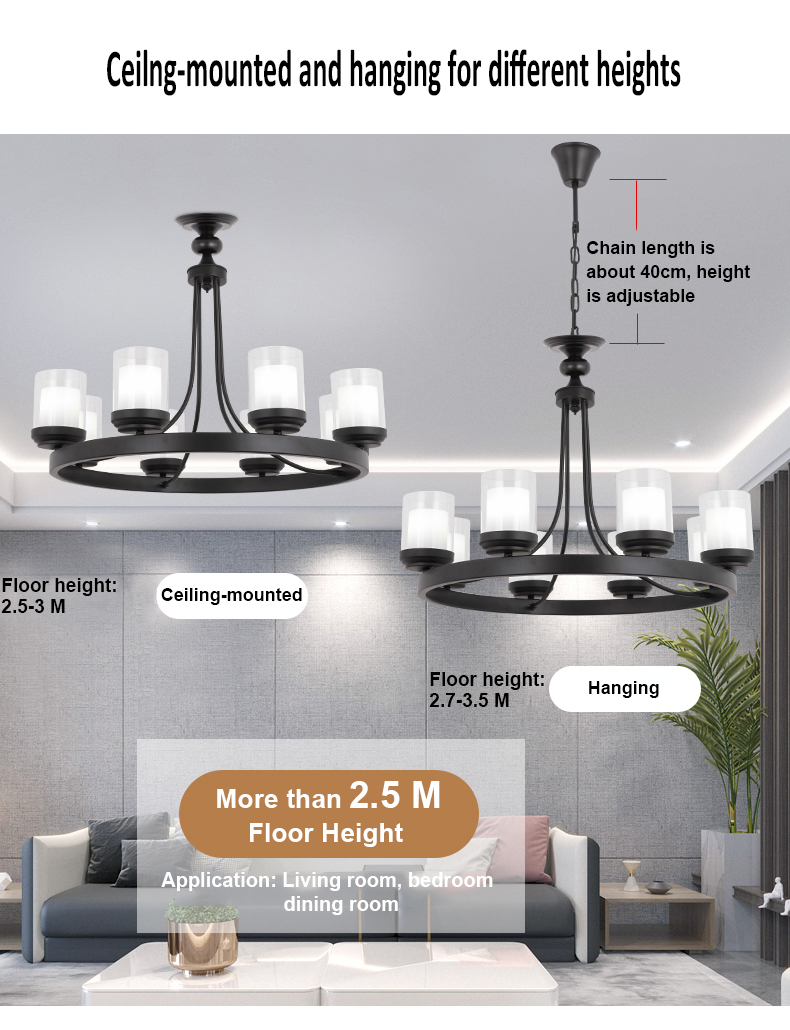 Home decor 4 6 8 10 lights E27 glass marble cover Europe hall bedroom chandelier pendant for dinning room