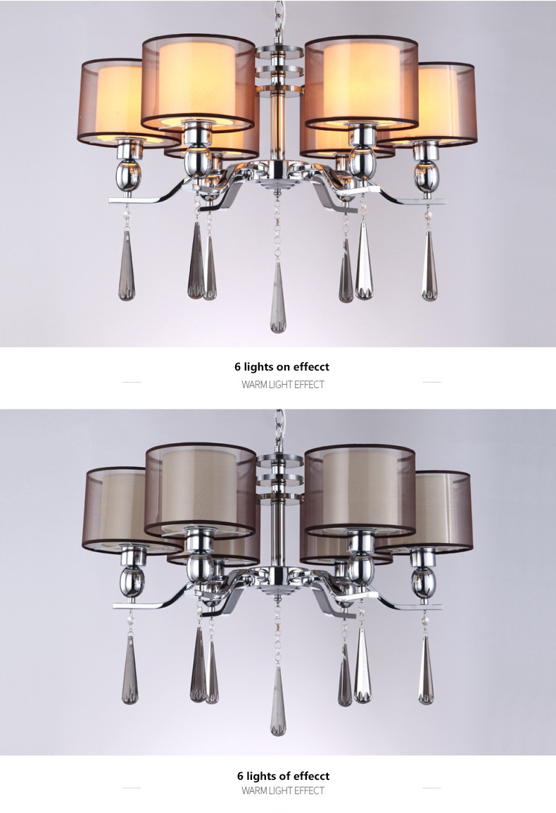 Decorate Contemporary 6 8 heads lights ceiling crystal hotel chandelier pendant for living room