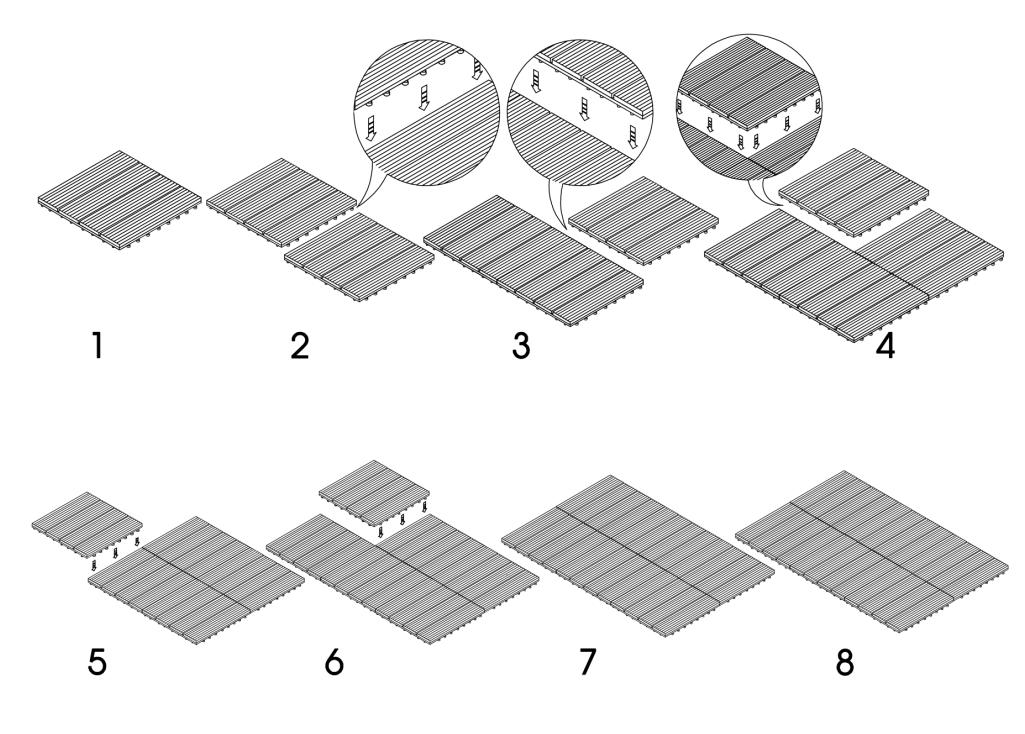 Easy Installation Wood Composite interlocking deck tiles