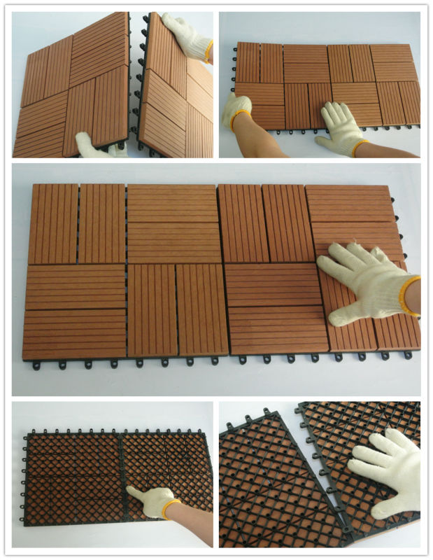 Easy Installation WPC Interlocking Decking Tiles/wood plastic composite outdoor deck tile