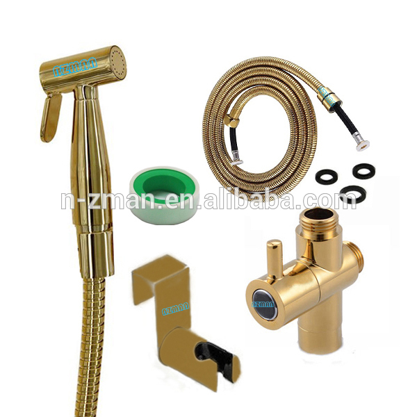 NZMAN Premium Metal Sprayer for toilet clean ,Golden Handheld Muslim Shower,Gold PVD Brass Shattaf Bidet Diaper Sprayer 014-G-P2
