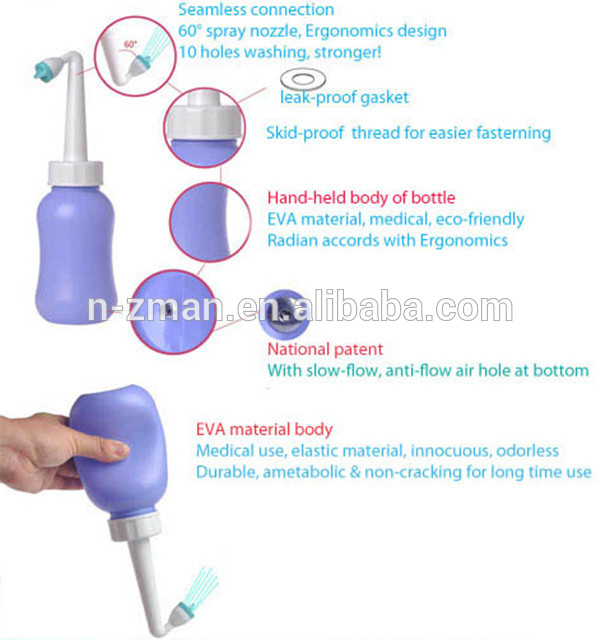 NZMAN Handheld Portable Travel Mini Bidet Easy to Use, Long Angled Nozzle for Personal Hygiene & Sanitary Care Toilet Shower 300