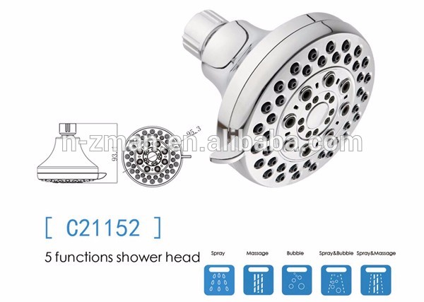 Chrome Plastic 5-function Rainfall Shower Head #C21152