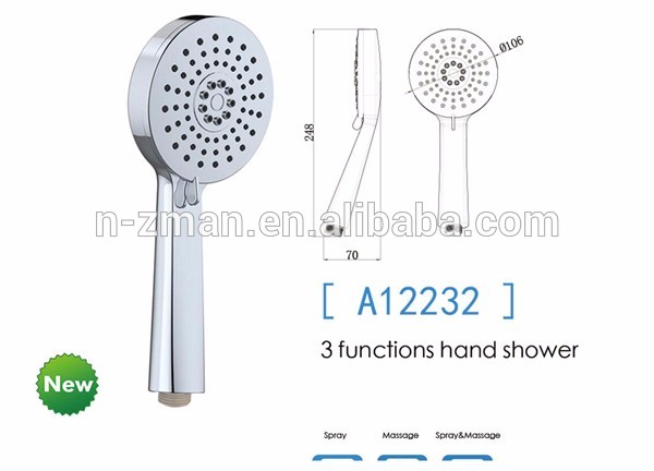 3 jets handheld shower head,Handheld 3 jets hand shower,multi-function hand-held shower head