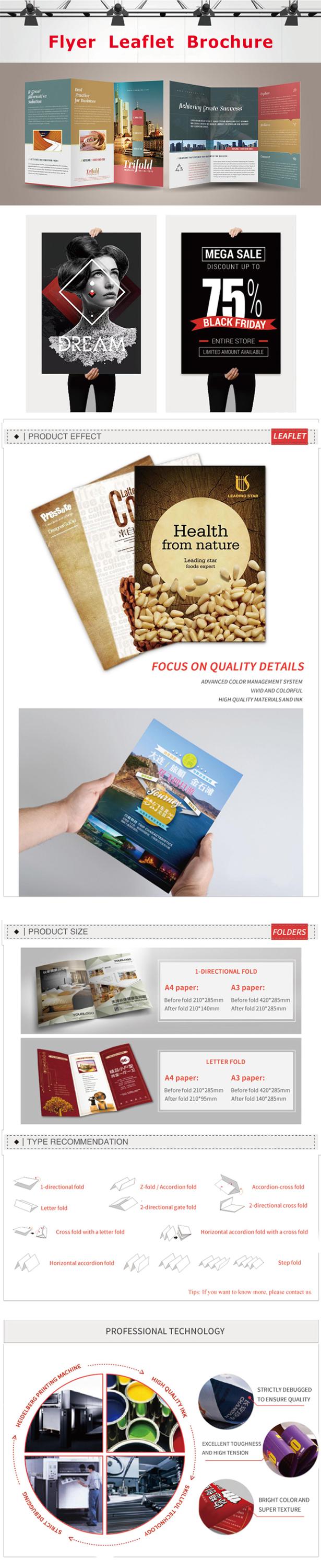 Top quality factory directly price advertising leaflet flyer printing with custom service
