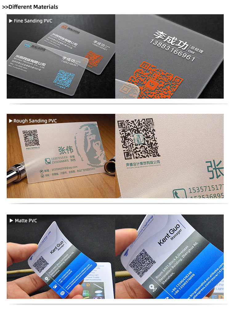 custom transparent plastic pvc frosted business card