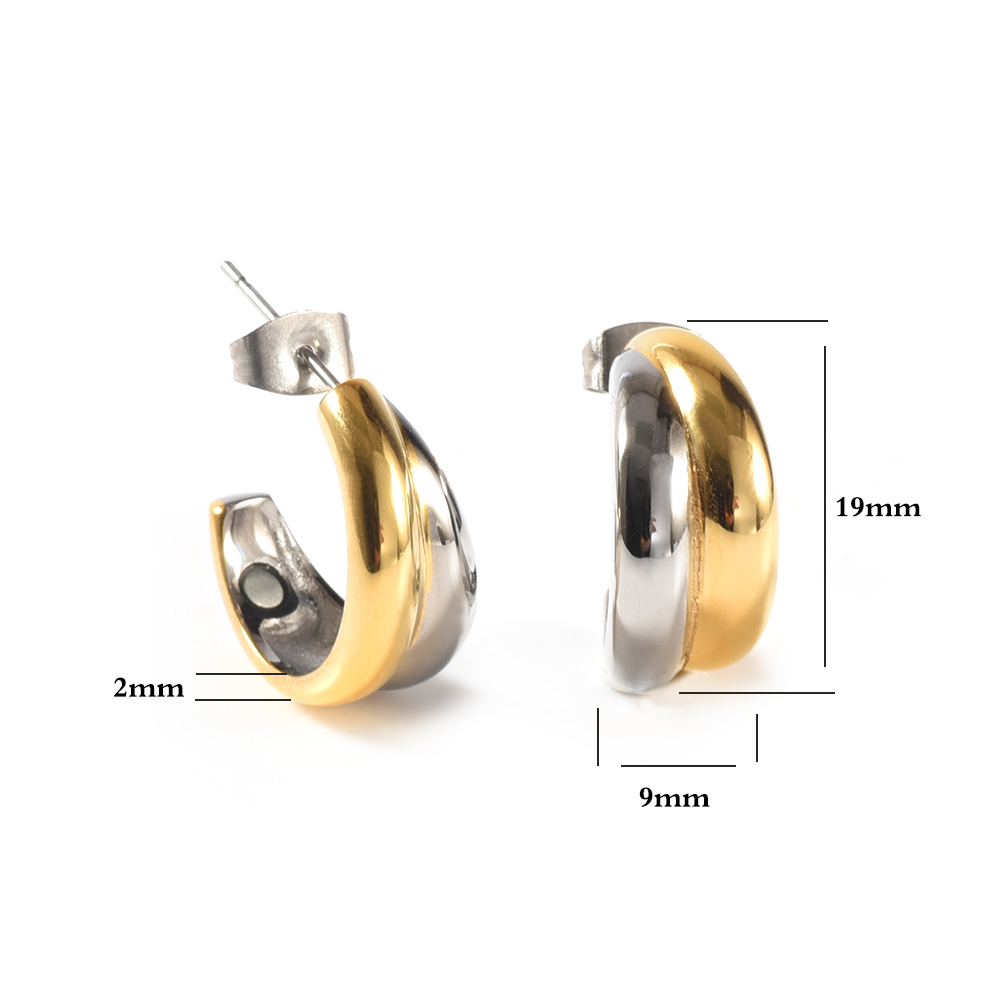Wollet Fashion Double Color Silver Gold 316L Stainless Steel Bio Magnetic Jewelry Set