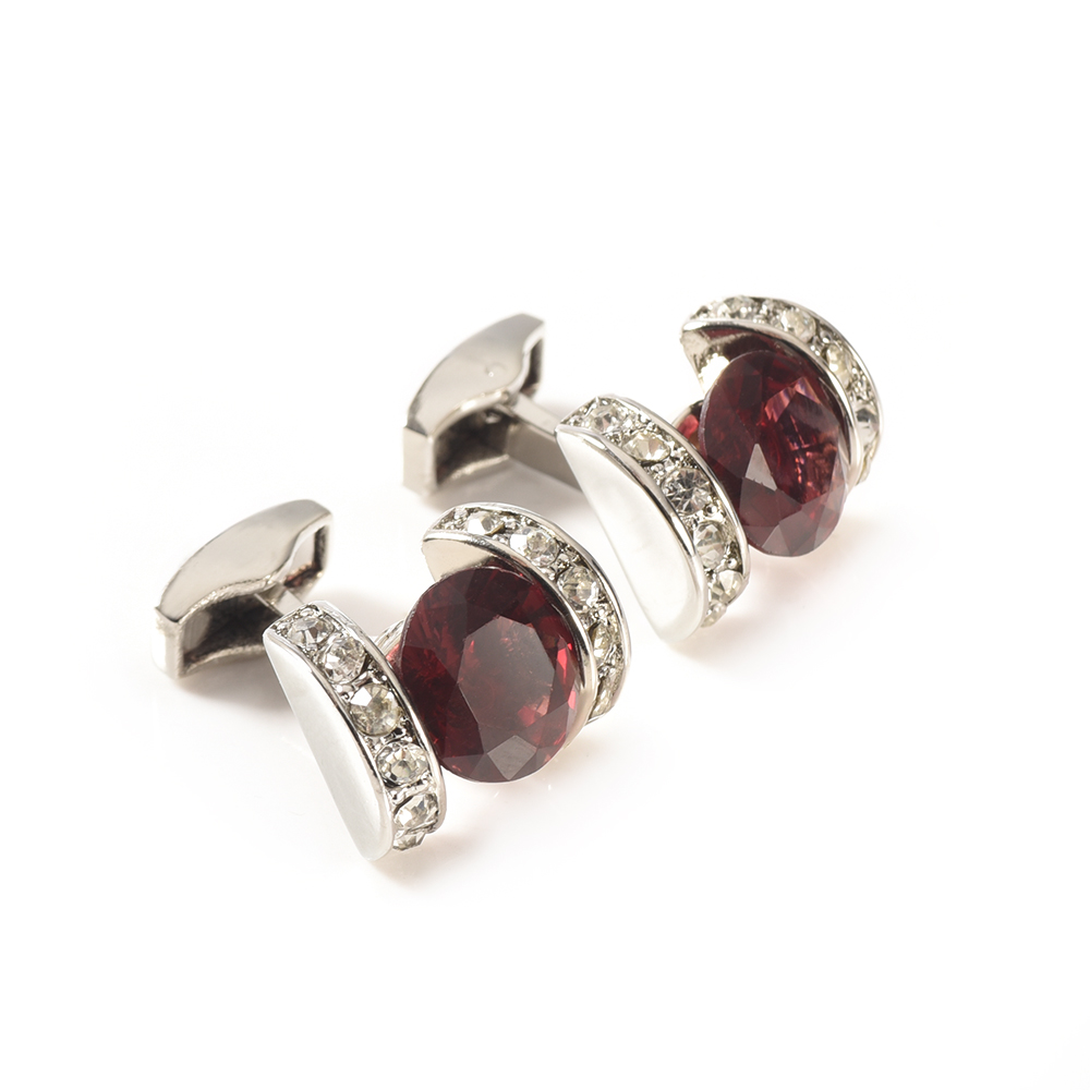 Wollet Fashion Zircon High Quality Multi-Color Plated 316L Stainless Steel Cufflink For Men Women