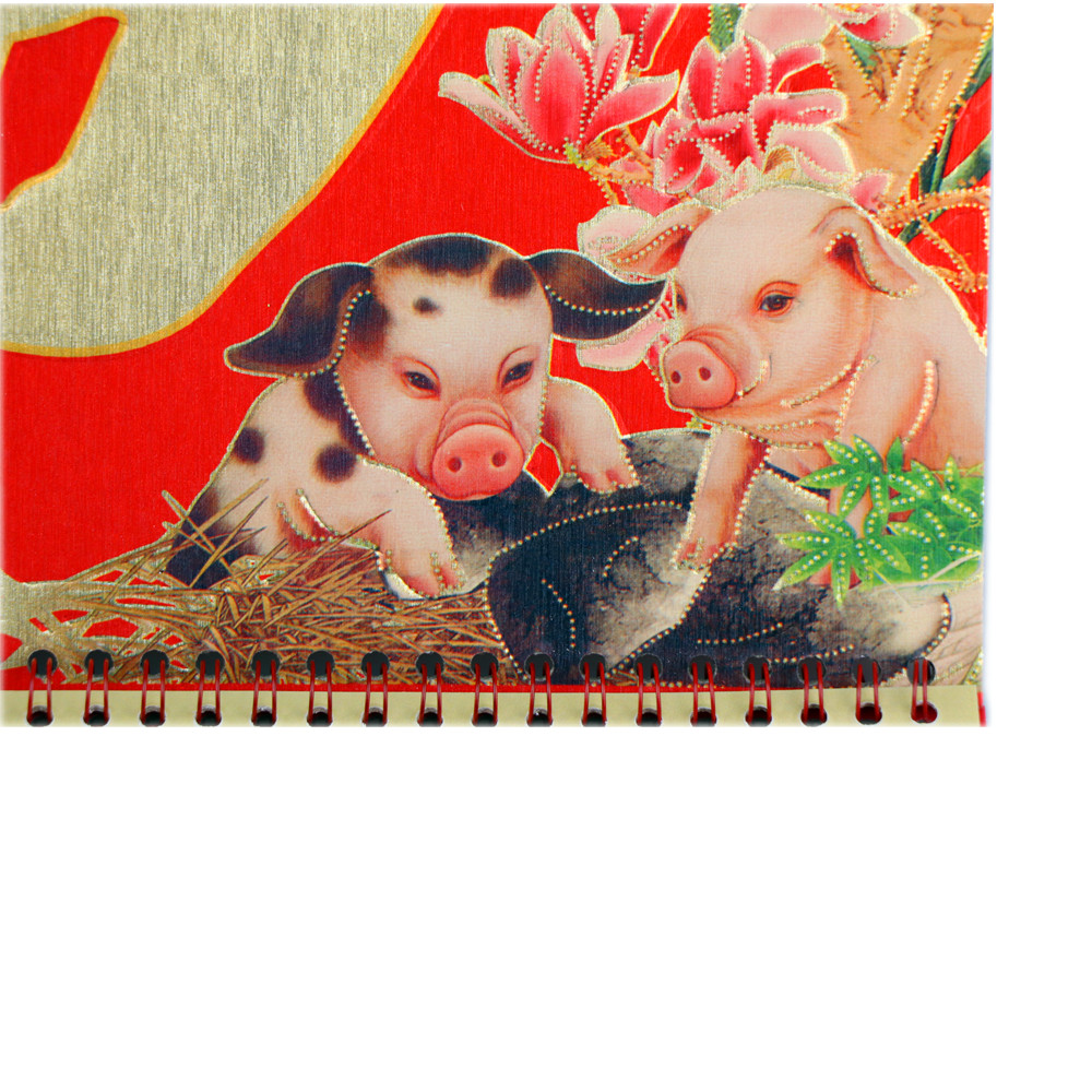 Wholesale 5 cute dogs lie on the lawn pattern PP paper manufacture Guangzhou free sample fast desk wall 3D calendar printing