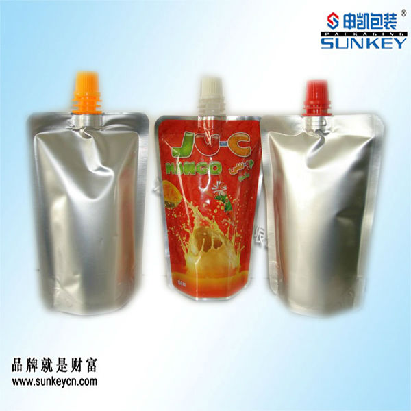 China supplier stand up juice pouch with corner spout