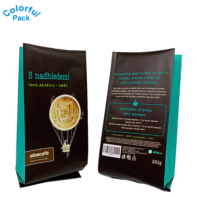 250g/500g/1kg custom design coffee bag printing aluminium side gusset coffee packing with valve