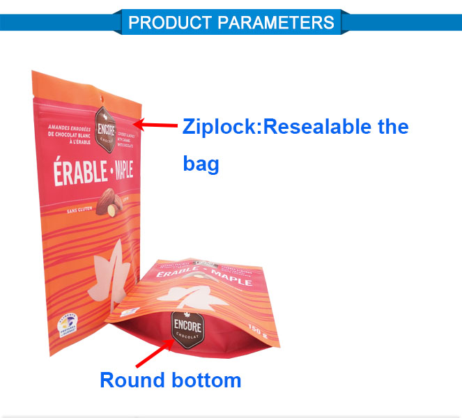 resealable  window snack food packing bag hot sale plastic  window zipper doypack stand up zipper window bag
