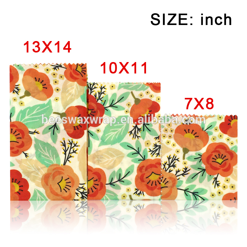 Custom design and size beeswax food wrap 4 pack assorted bundle set