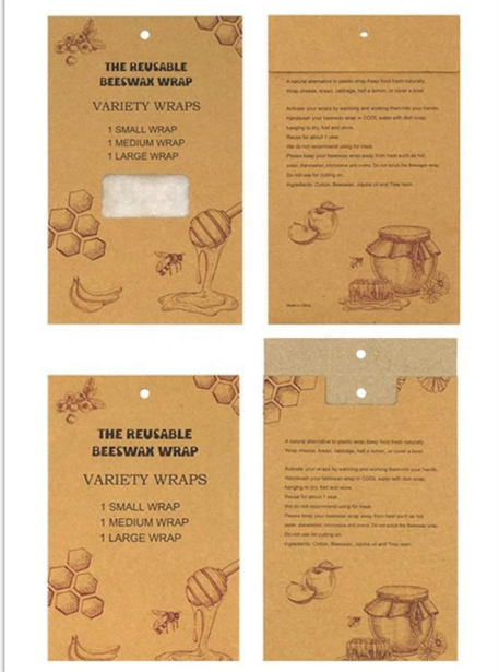3 Pcs Beeswax Product Type and FDA Certification Custom Design Reusable Food Wrap with Cheap Price