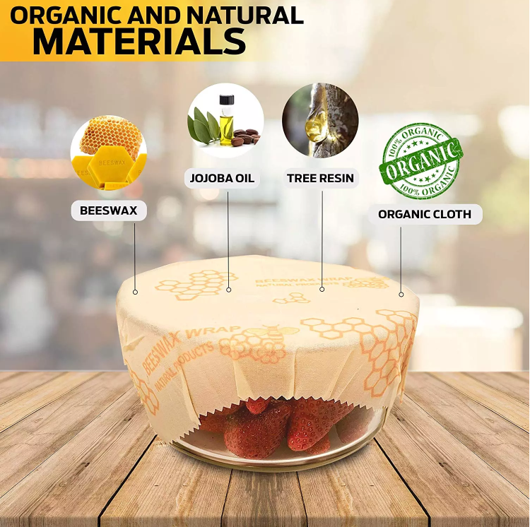 OEM Amazon Top Seller Organic Packaging Natural Reusable Kitchen Beeswax Food Storage Wraps