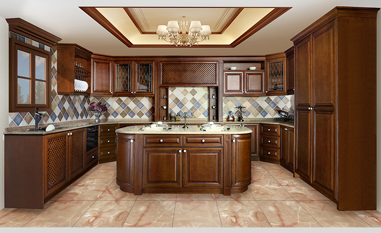 America Style chinese walnut Solid wood Kitchen Cabinet