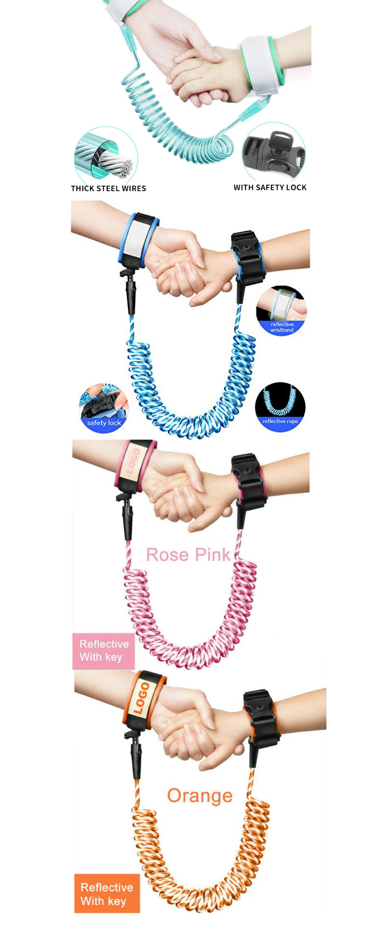 Baby Anti Lost Wrist Link Safety Leash Toddler Leash Harness Walking Hand Belt Band Wristband