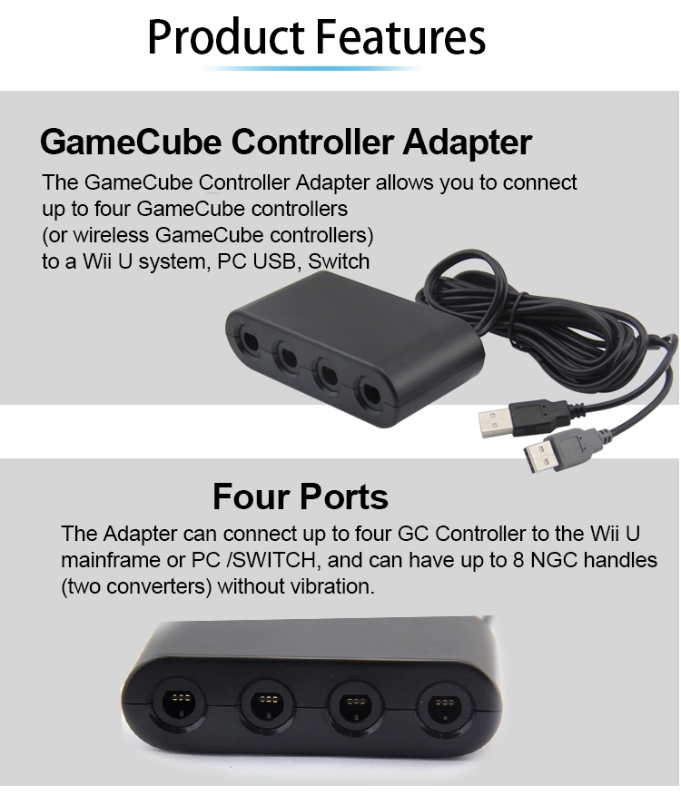 4 Ports GameCube Controller Adapter Converter For NS Nintendo Wii U/PC USB For Nintendo Switch Game Accessory