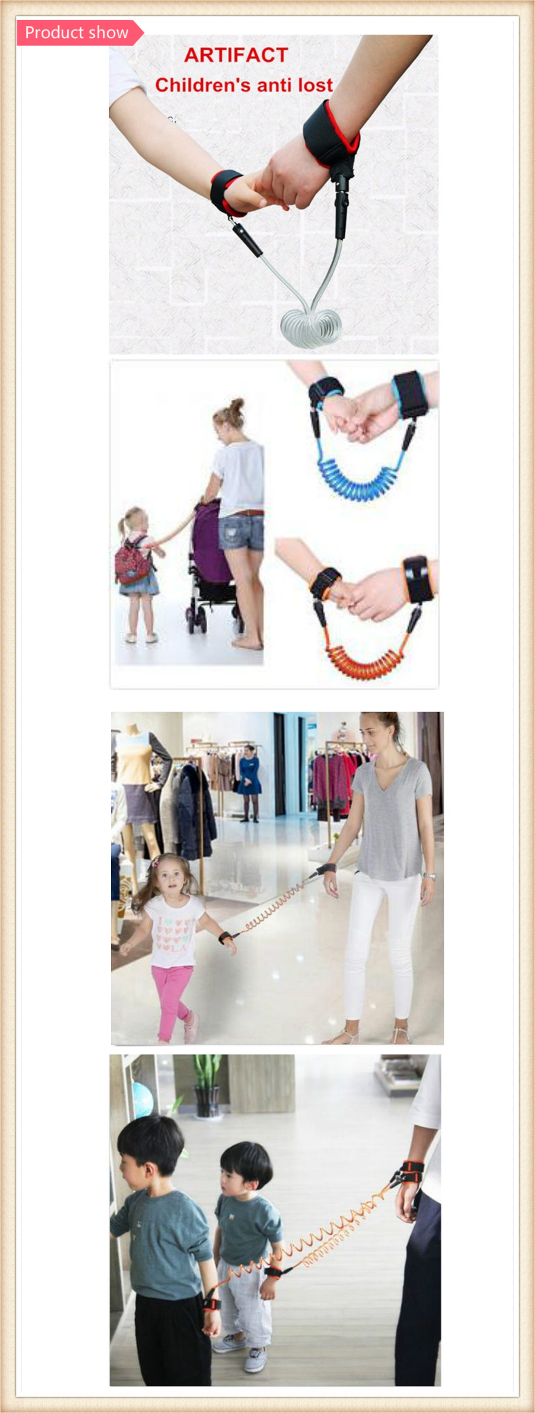 Pink Anti Lost Wrist Link Add Key Lock Toddler Leash Baby Walker Safety Belt Wristband Walking Strap Rope Adjustable Harness