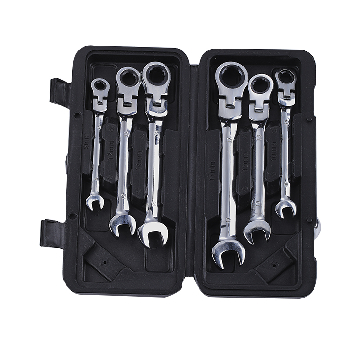 6PCS Movable ratchet wrench Combination Wrenches Movable Head Ratchet Spanner Wrench Set