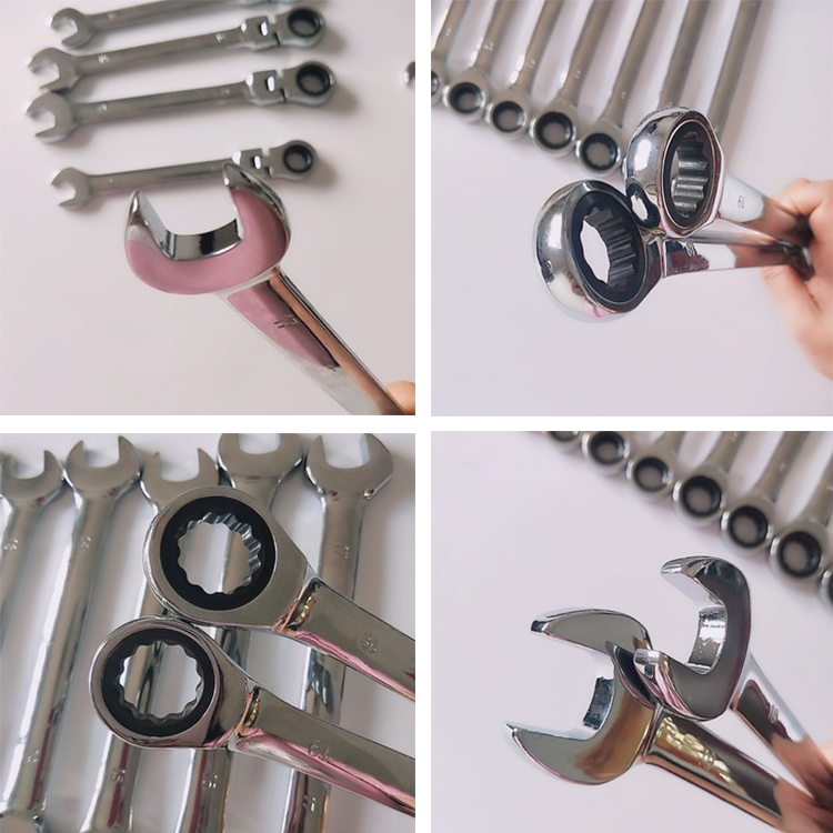 6PCS Movable ratchet wrench Combination Wrenches Movable Head Ratchet Spanner Wrench Set