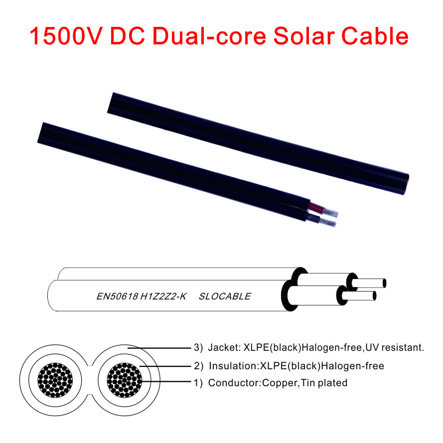 TUV approved UV resistance 4mm 6mm 10mm 1500V pv cable for PV energy system