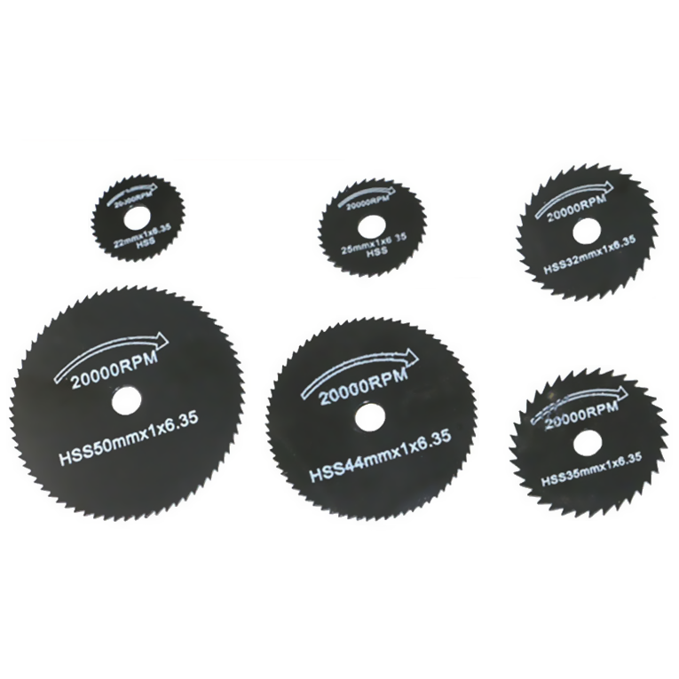 6pcs HSS circular saw blades sets small size 22-50mm black finish packaging with 3.2mm rods