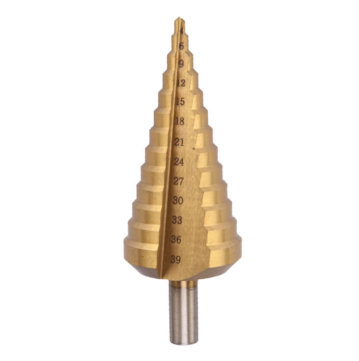 4mm-39mm 13 steps drill bits HSS6542 M35 TiN coating with straight triangle shank